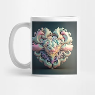 A Fractal Design in A Heart Motif Mug